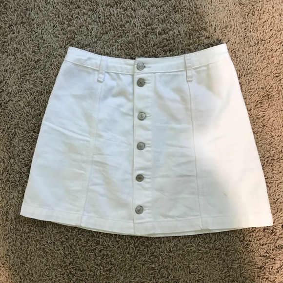 white denim button up skirt